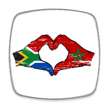 Südafrika Marokko Flagge Hände Herzform used - Viereckiger Kühlschrankmagnet - Weiß - Vorne