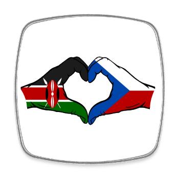 Kenya République tchèque Drapeau Mains Coeur - Magnet carré - blanc - Devant