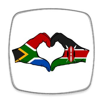 Afrique du Sud Kenya Drapeau Mains Coeur - Magnet carré - blanc - Devant