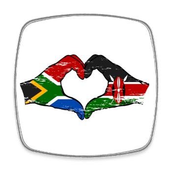 South Africa Kenya flag hands heart used - Square fridge magnet - white - Front