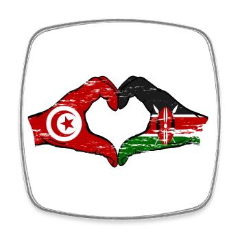 Tunisie Kenya drapeau mains coeur utilisé - Magnet carré - blanc - Devant