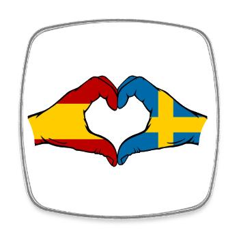Espagne Suède Drapeau Mains Coeur - Magnet carré - blanc - Devant