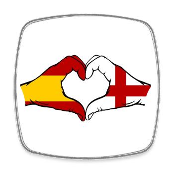 Espagne Angleterre Drapeau Mains Coeur - Magnet carré - blanc - Devant