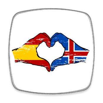 Spain Iceland flag hands heart used - Square fridge magnet - white - Front