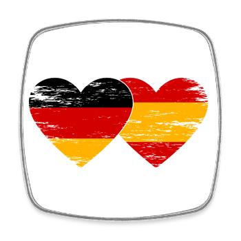 Germany Spain Flag Hands Heart Shape Used - Square fridge magnet - white - Front