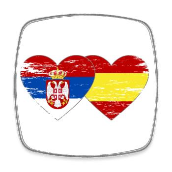 Serbie Espagne Drapeau Mains Coeur Forme Utilisé - Magnet carré - blanc - Devant