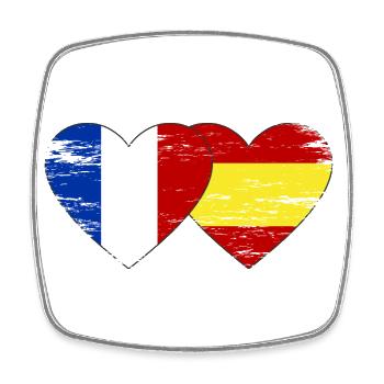 Frankreich Spanien Flagge Hände Herzform used - Viereckiger Kühlschrankmagnet - Weiß - Vorne