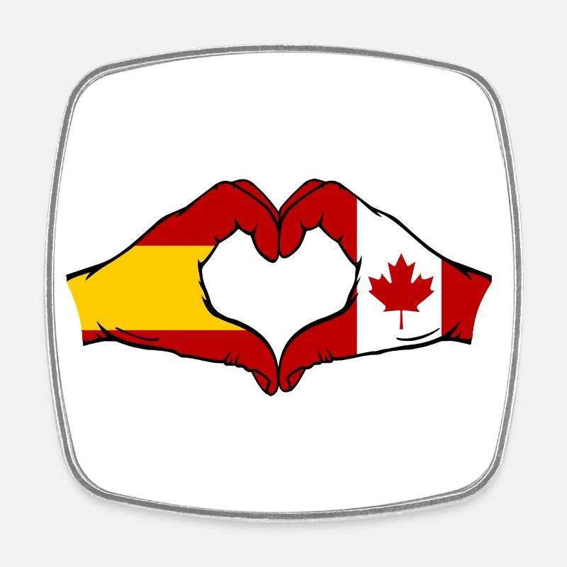 Espagne Canada Drapeau Mains Coeur - Magnet carré - blanc