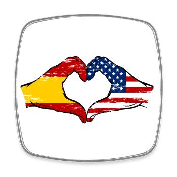 Spain USA Flag Hands Heart Used - Square fridge magnet - white - Front