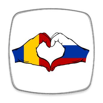Rumänien Russland Flagge Hände Herzform - Viereckiger Kühlschrankmagnet - Weiß - Vorne