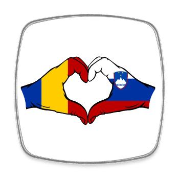 Rumänien Slowenien Flagge Hände Herzform - Viereckiger Kühlschrankmagnet - Weiß - Vorne