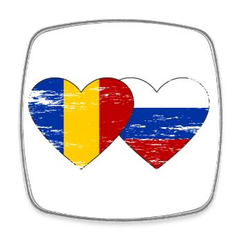 Romania Russia Flag Heart Used - Square fridge magnet - white - Front