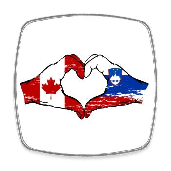 Canada Slovénie drapeau mains forme de coeur utilisé - Magnet carré - blanc - Devant