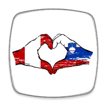 Peru Slowenien Flagge Hände Herzform used - Viereckiger Kühlschrankmagnet - Weiß - Vorne