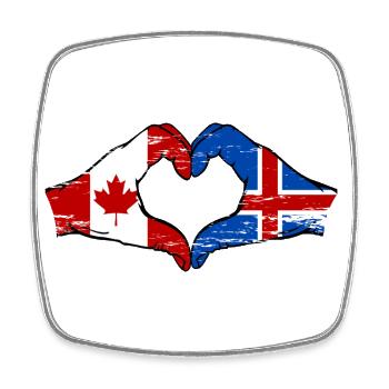 Canada Iceland Flag Hands Heart Shape Used - Square fridge magnet - white - Front