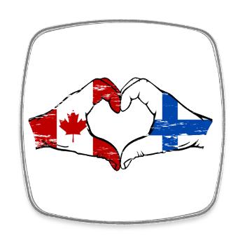 Canada Finlande drapeau mains coeur utilisé - Magnet carré - blanc - Devant