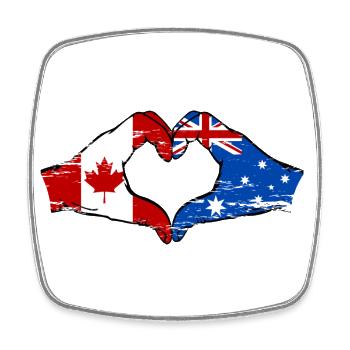 Canada Australia Flag Hands Heart Shape Used - Square fridge magnet - white - Front