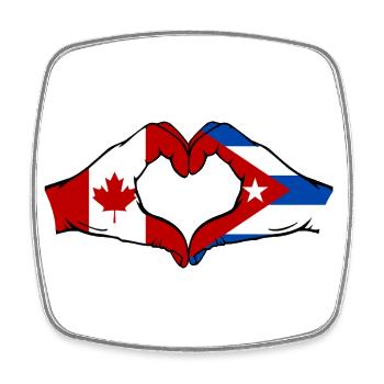 Kanada Kuba Flagge Hände Herzform - Viereckiger Kühlschrankmagnet - Weiß - Vorne