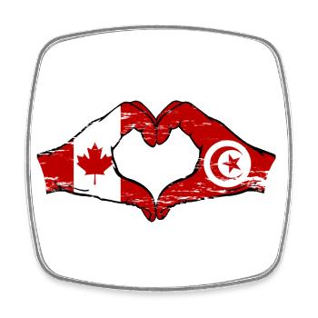 Drapeau du Canada Tunisie mains en forme de coeur utilisé - Magnet carré - blanc - Devant