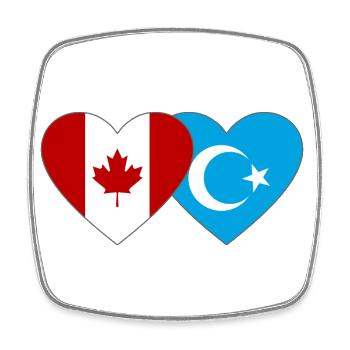 Drapeau ouïghour du Canada Cœur - Magnet carré - blanc - Devant