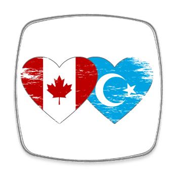 Drapeau du Canada ouïghour coeur utilisé - Magnet carré - blanc - Devant