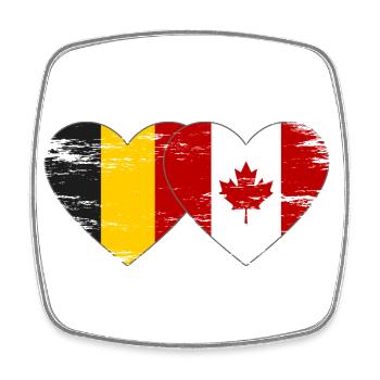 Belgique Canada Drapeau Coeur utilisé - Magnet carré - blanc - Devant