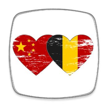 China Belgien Flagge Herz used - Viereckiger Kühlschrankmagnet - Weiß - Vorne