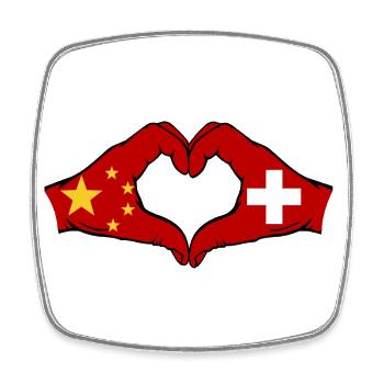China Switzerland Flag Hands Heart Shape - Square fridge magnet - white - Front