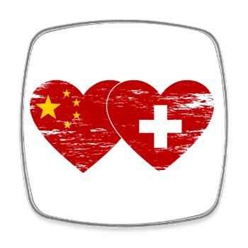 Chine Suisse Drapeau Coeur Utilisé - Magnet carré - blanc - Devant