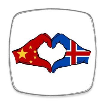 China Iceland Flag Hands Heart Shape - Square fridge magnet - white - Front
