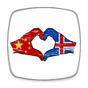 Aiguilles drapeau de l’île de Chine en forme de coeur utilisé - Magnet carré - blanc - Devant