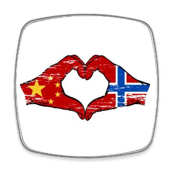 China Norwegen Flagge Hände Herzform used - Viereckiger Kühlschrankmagnet - Weiß - Vorne