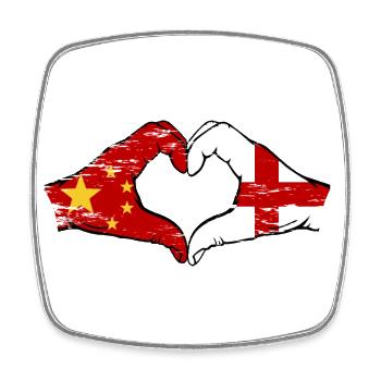 Chine Angleterre Drapeau Mains Coeur Forme Utilisé - Magnet carré - blanc - Devant