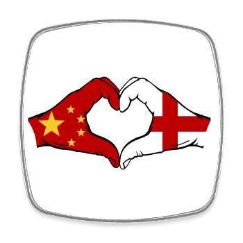 Chine Angleterre Drapeau Mains Coeur Forme - Magnet carré - blanc - Devant