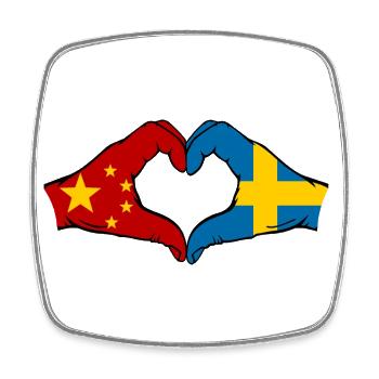 China Sweden Flag Hands Heart Shape - Square fridge magnet - white - Front