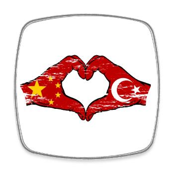 China Türkei Flagge Hände Herzform used - Viereckiger Kühlschrankmagnet - Weiß - Vorne
