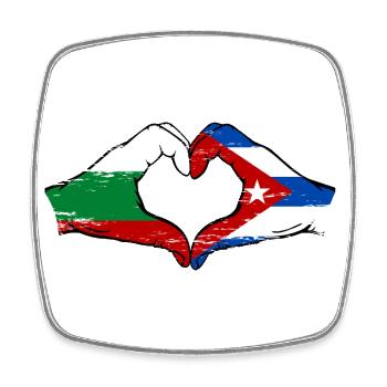 Bulgarie Cuba drapeau mains forme de coeur utilisé - Magnet carré - blanc - Devant