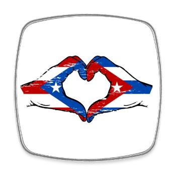 Puerto Rico Kuba Flagge Hände Herzform used - Viereckiger Kühlschrankmagnet - Weiß - Vorne