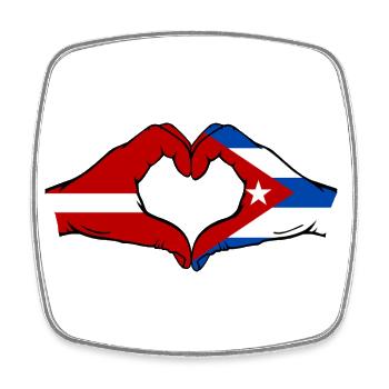 Lettonie Cuba Drapeau Mains Coeur Forme - Magnet carré - blanc - Devant