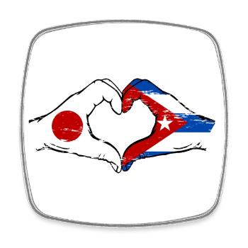 Japan Kuba Flagge Hände Herzform used - Viereckiger Kühlschrankmagnet - Weiß - Vorne
