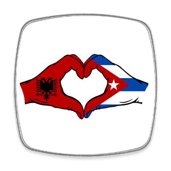 Albanien Kuba Flagge Hände Herzform - Viereckiger Kühlschrankmagnet - Weiß - Vorne