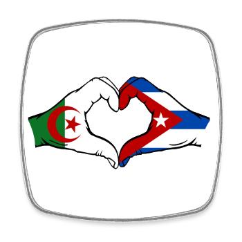 Algeria Cuba Flag Hands Heart Shape - Square fridge magnet - white - Front