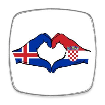 Islande Croatie Drapeau Mains Coeur Forme - Magnet carré - blanc - Devant