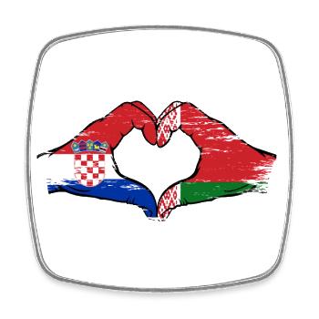 Kroatien Belarus Flagge Hände Herzform used - Viereckiger Kühlschrankmagnet - Weiß - Vorne