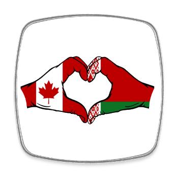 Canada Biélorussie drapeau mains forme coeur - Magnet carré - blanc - Devant