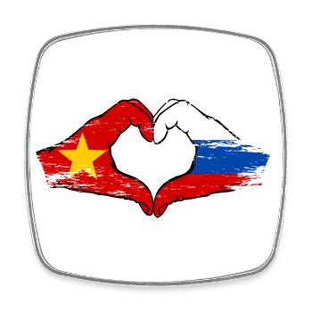 Vietnam Russie Drapeau Mains Coeur Forme Utilisé - Magnet carré - blanc - Devant