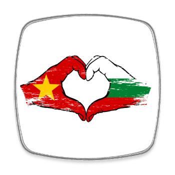 Vietnam Bulgarie Drapeau Mains Coeur Forme Utilisé - Magnet carré - blanc - Devant