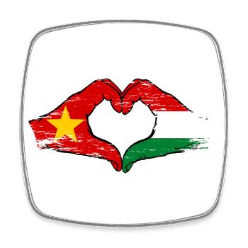 Vietnam Hongrie Drapeau Mains Coeur Forme Utilisé - Magnet carré - blanc - Devant