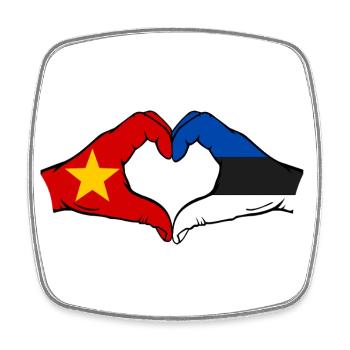 Vietnam Estland Flagge Hände Herzform - Viereckiger Kühlschrankmagnet - Weiß - Vorne