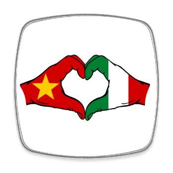 Vietnam Italie Drapeau Mains Coeur Forme - Magnet carré - blanc - Devant